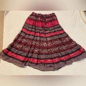 Jane Ashley Vibrant Red and Black A-Line Skirt